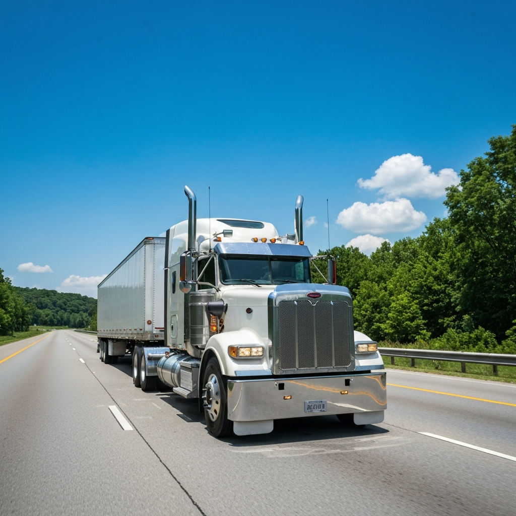 American semi-truck on highway