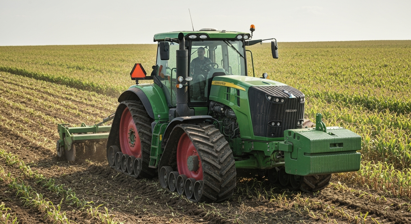 Agricultural tractor in field