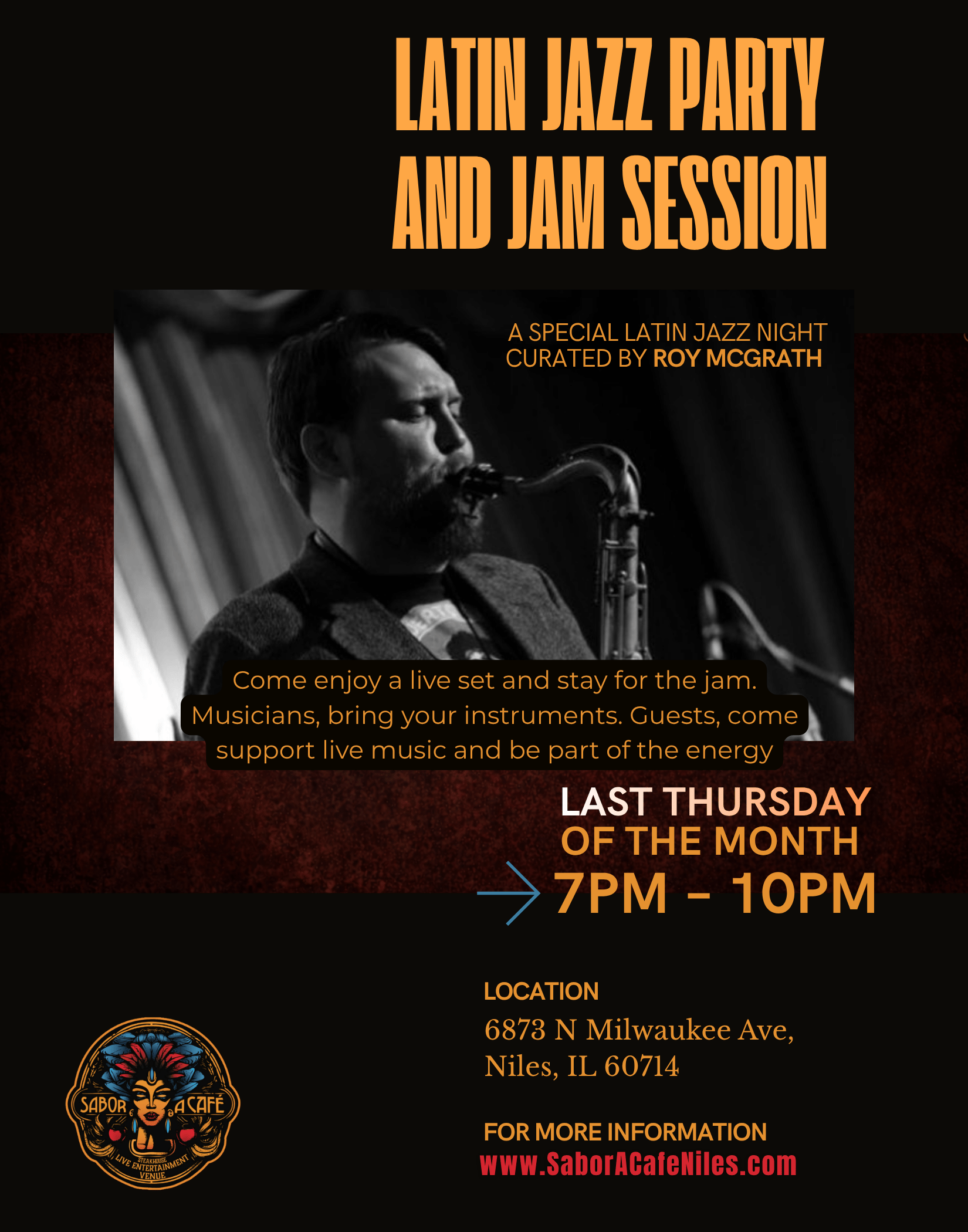 Latin Jazz Party & Jam Session — Last Thursday 🎷
