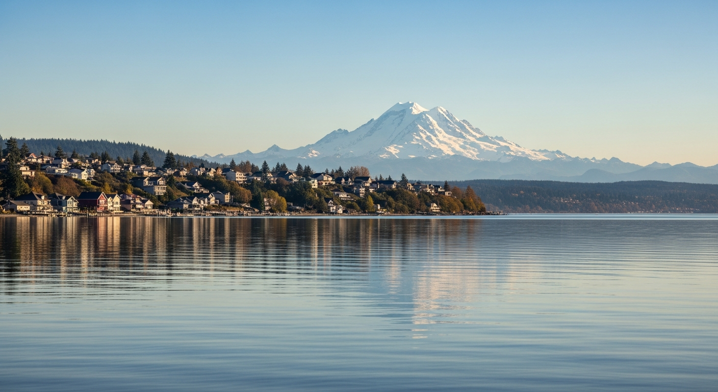 View of Mount Baker from Birch Bay, representing Whatcom County