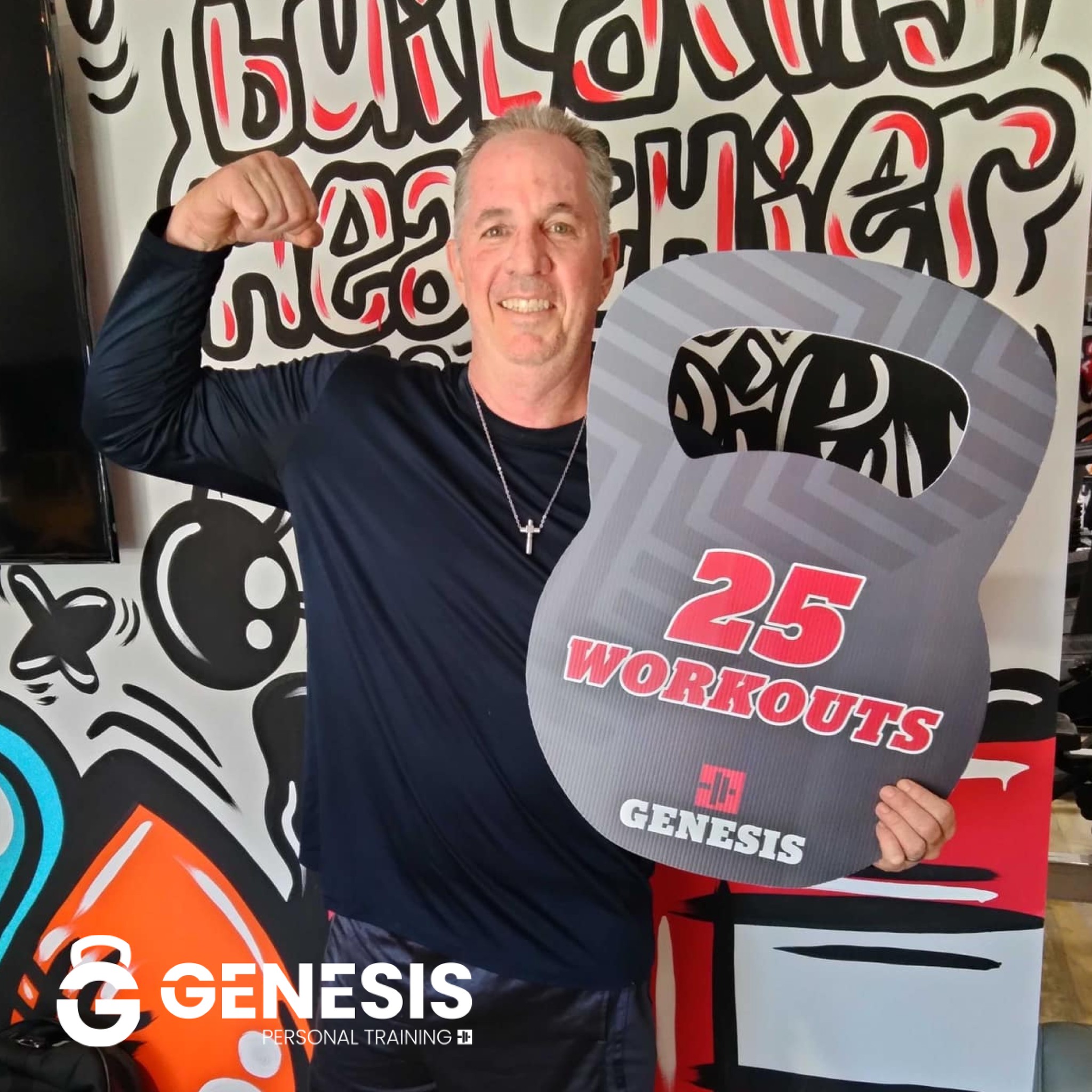 Genesis Member Spotlight — Member in red shirt working out