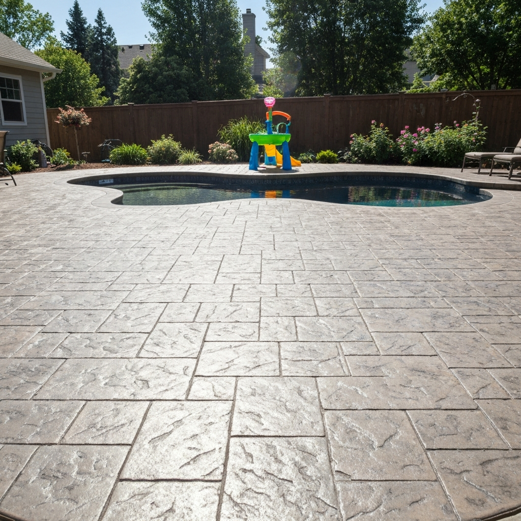 Decorative concrete pool deck
