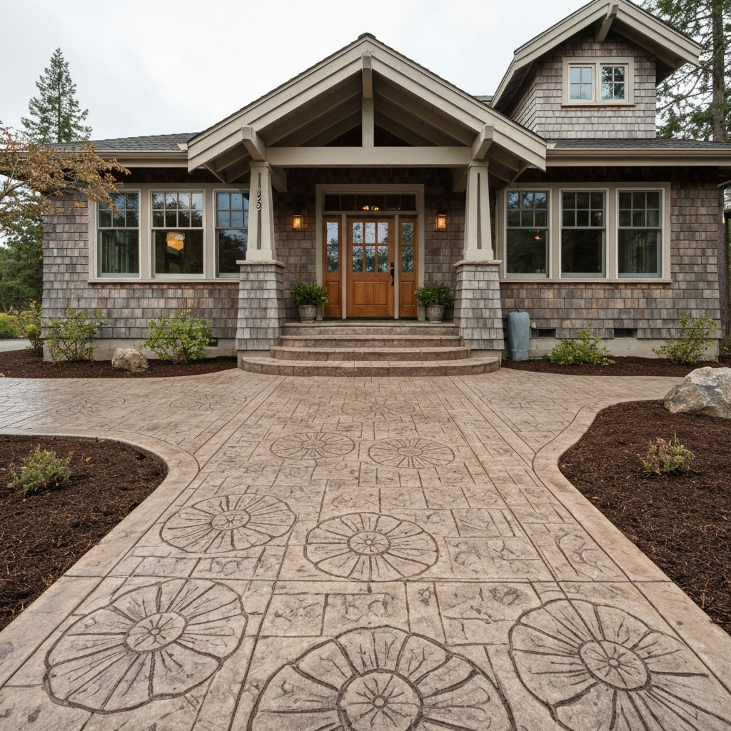 Stamped concrete walkway