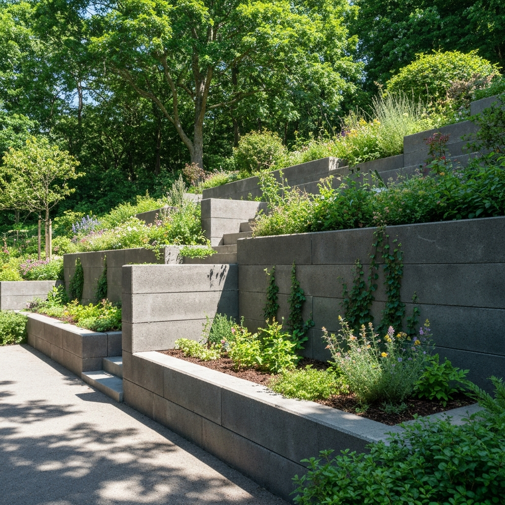 Sturdy concrete retaining wall