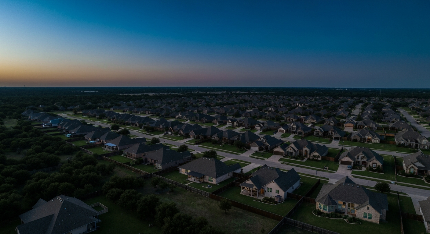 Texas suburban neighborhood from above