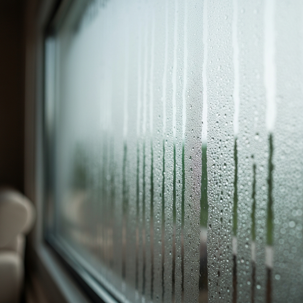 Condensation on window due to high indoor humidity