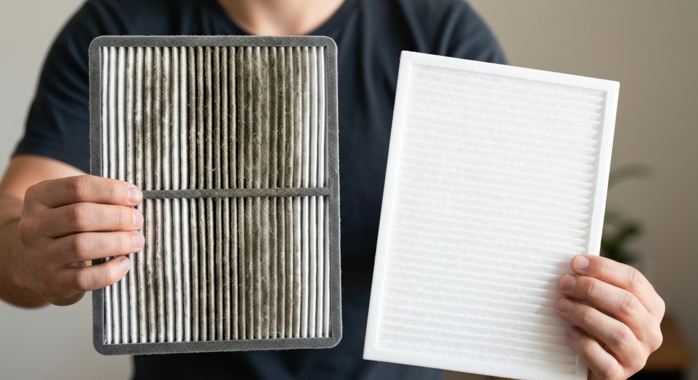 Clean vs dirty HVAC air filter
