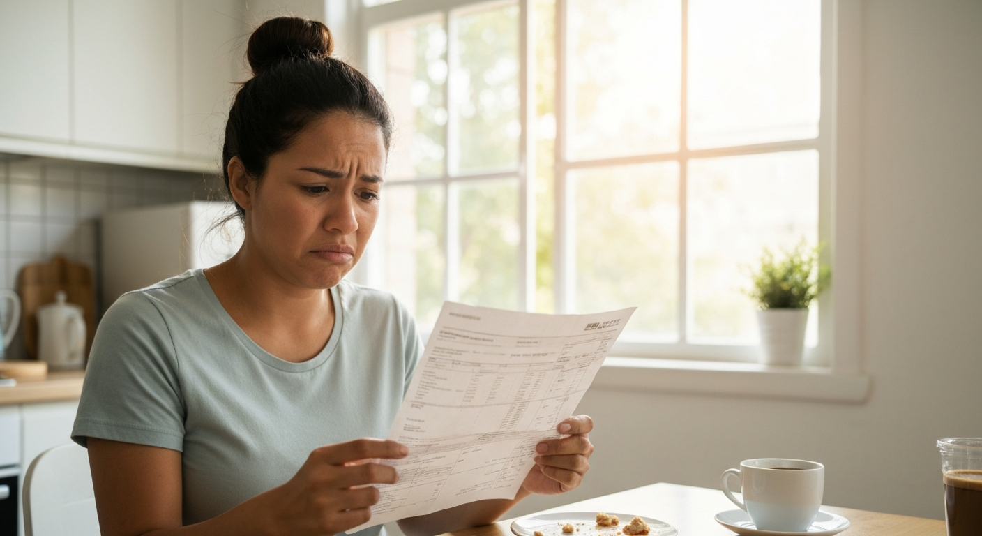 Stressed homeowner looking at a high electricity bill