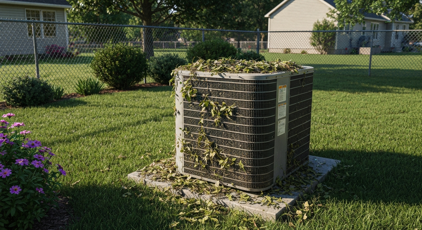 Dirty outdoor AC condenser unit