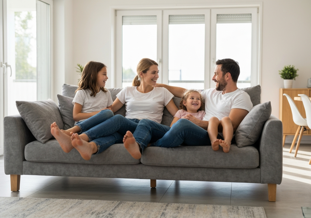 Family enjoying home comfort