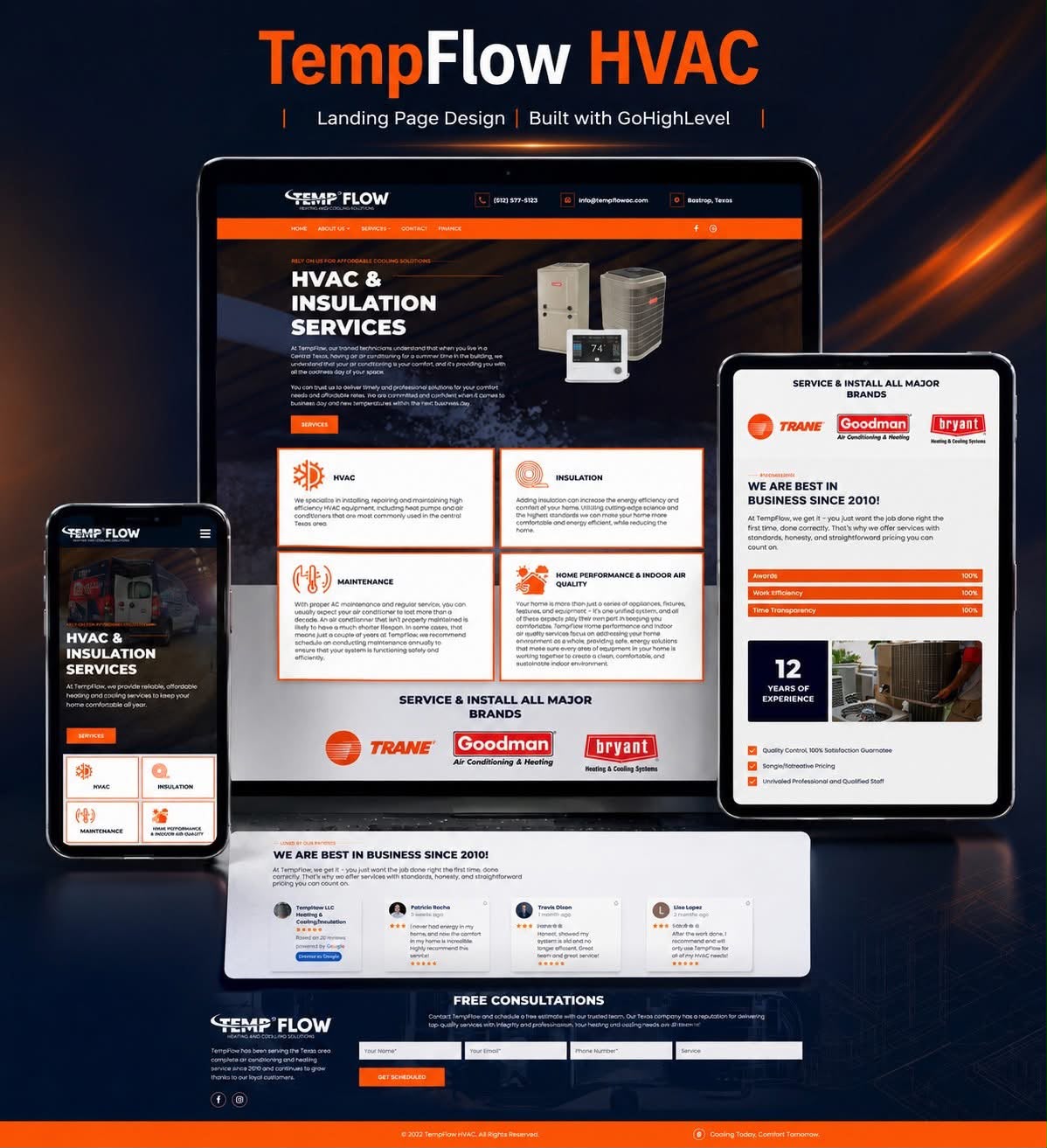 TempFlow HVAC & Insulation - website design developed by CleverBotix