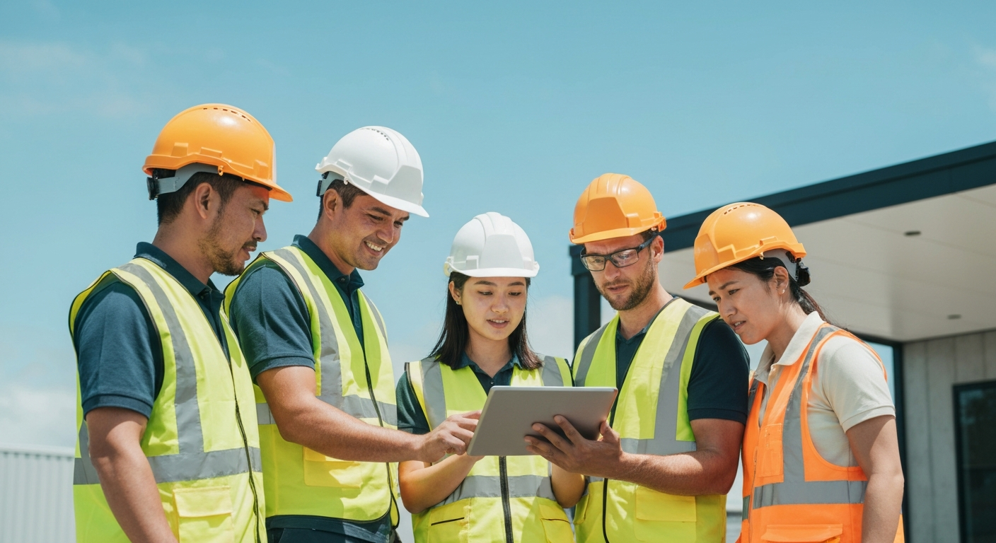 Professional construction team