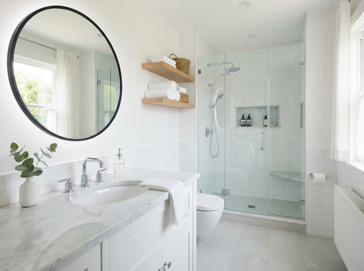 Spotless bathroom cleaned by Axiom Shine professionals