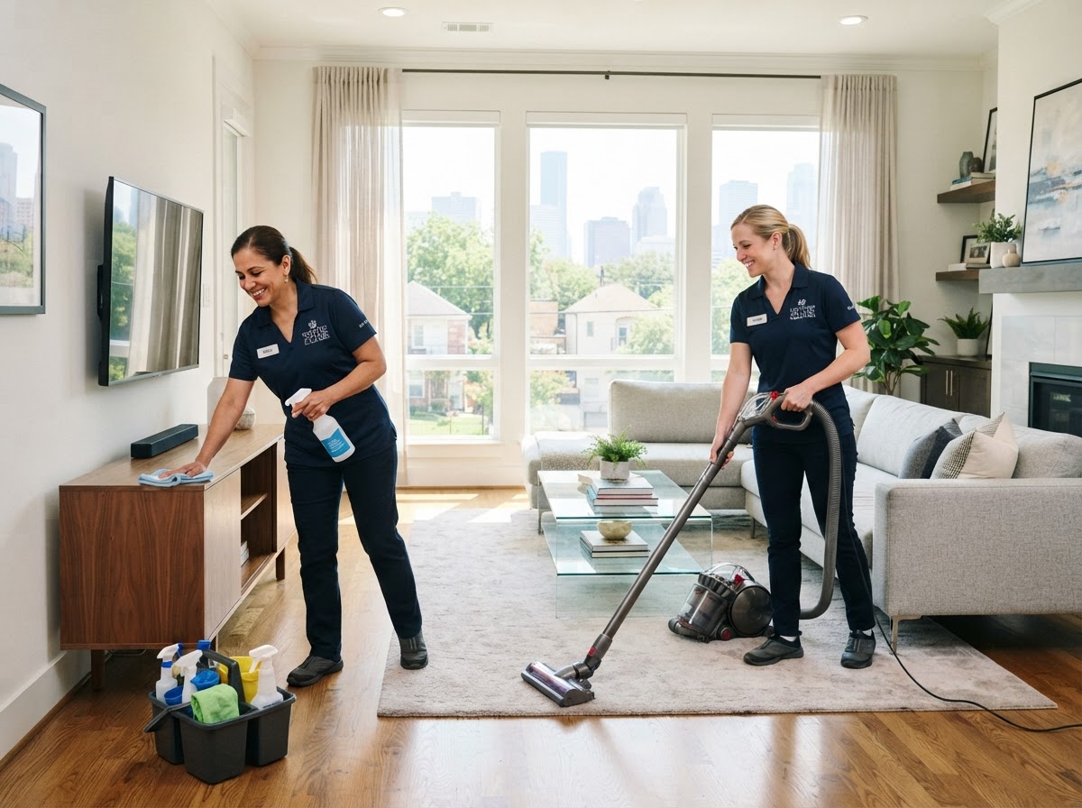 Axiom Shine cleaning team preparing for a Houston home cleaning visit
