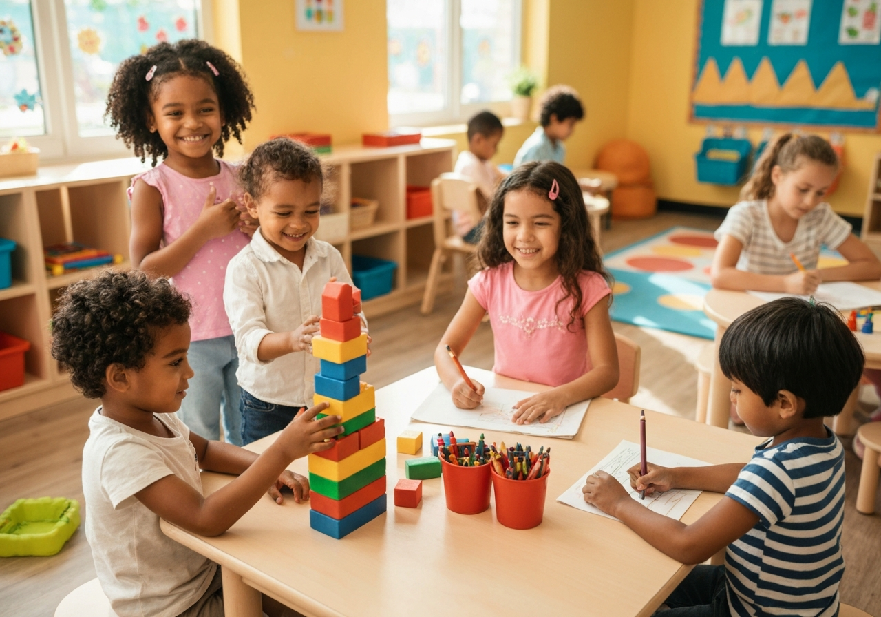 Children learning and playing