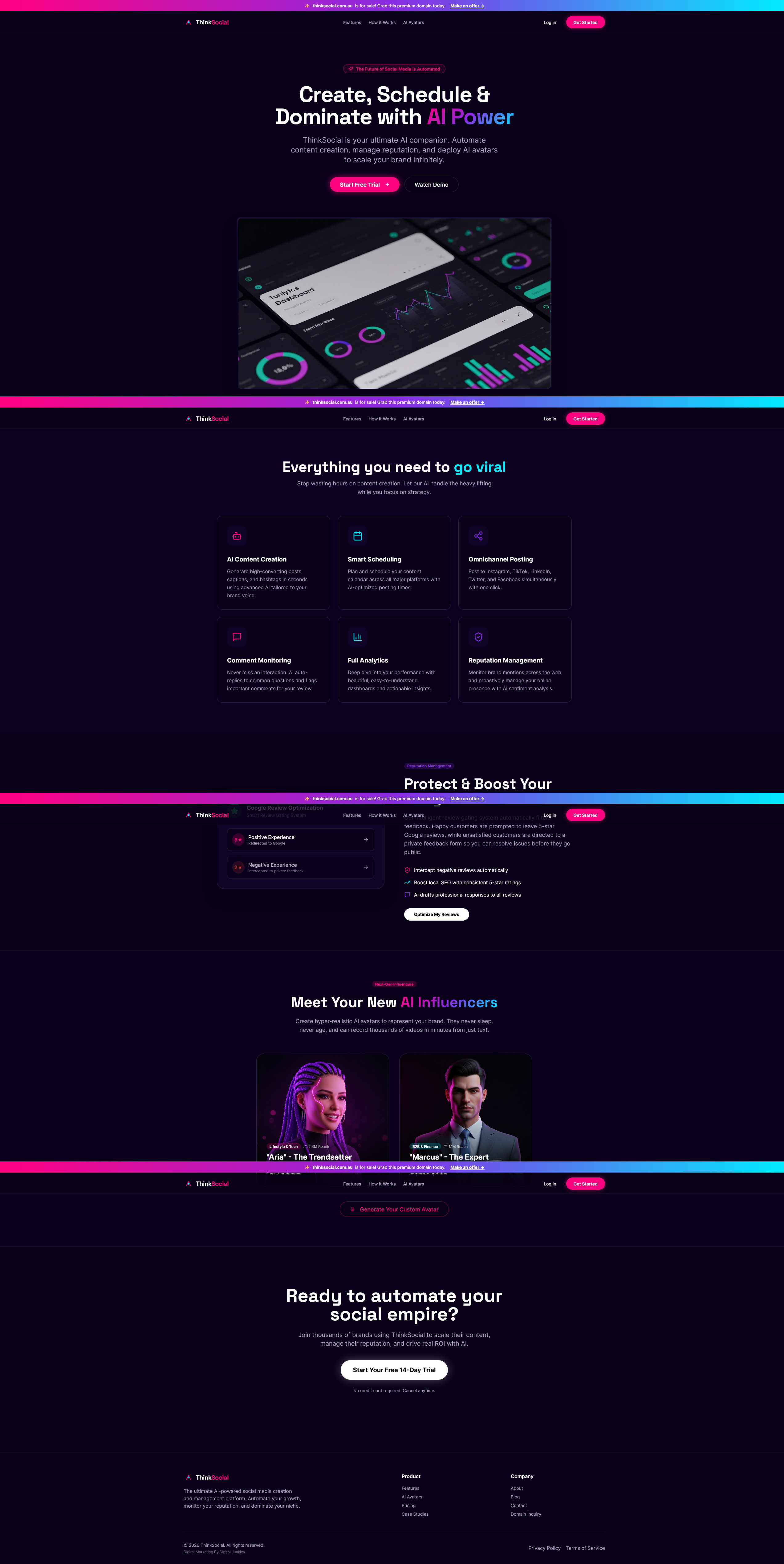 ThinkSocial website portfolio