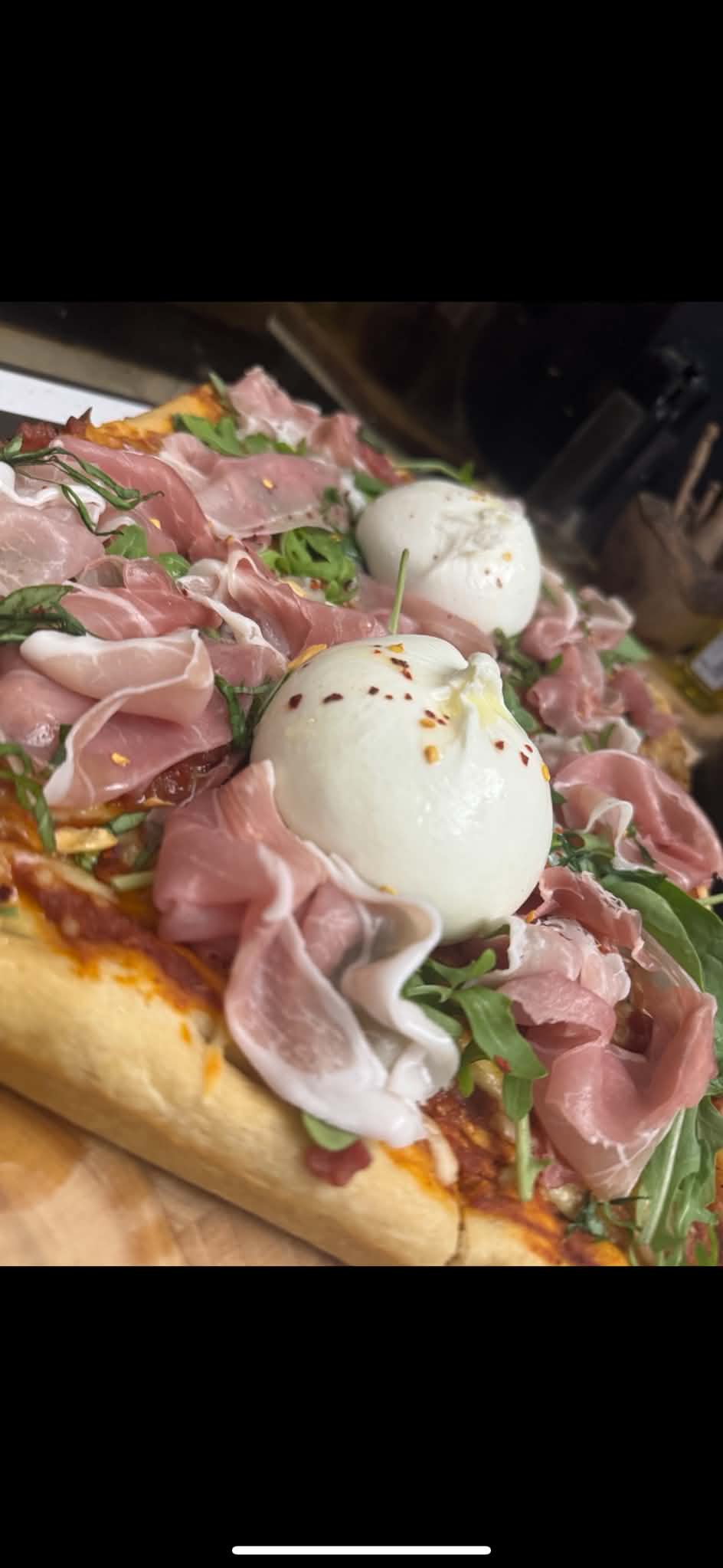 Prosciutto and burrata flatbread