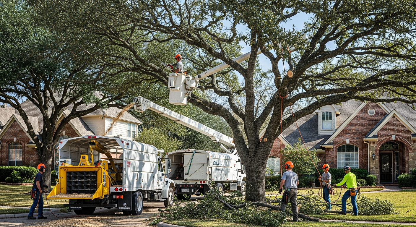 Tree service crew working