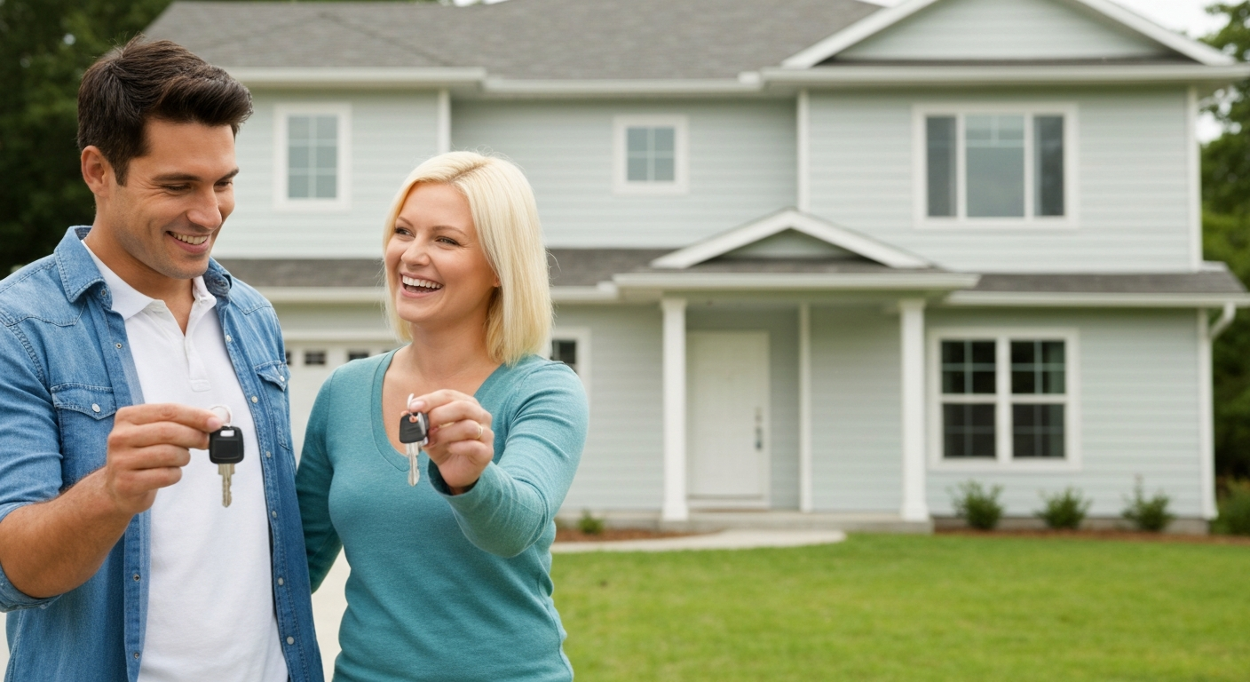 Happy couple that just bought a home
