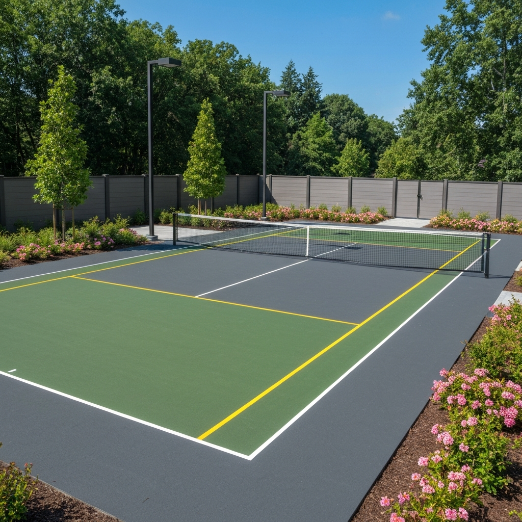 Luxury pickleball and tennis court installation