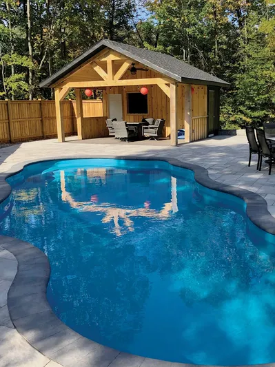 Freeform Pool & Custom Cabana — North London