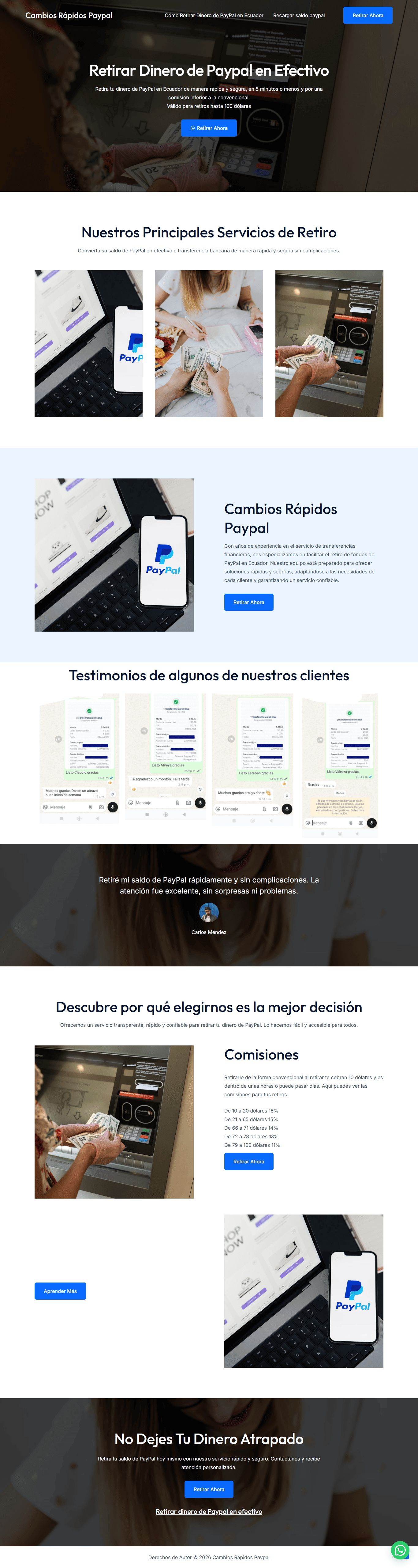 Ejemplo de diseño web: Cambios Rápidos Paypal - Grafico Webs