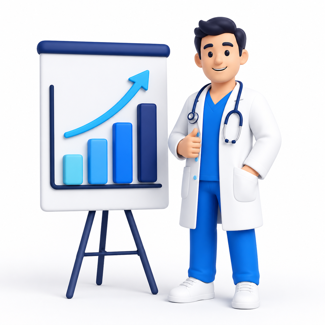 Médico con gráficas de crecimiento