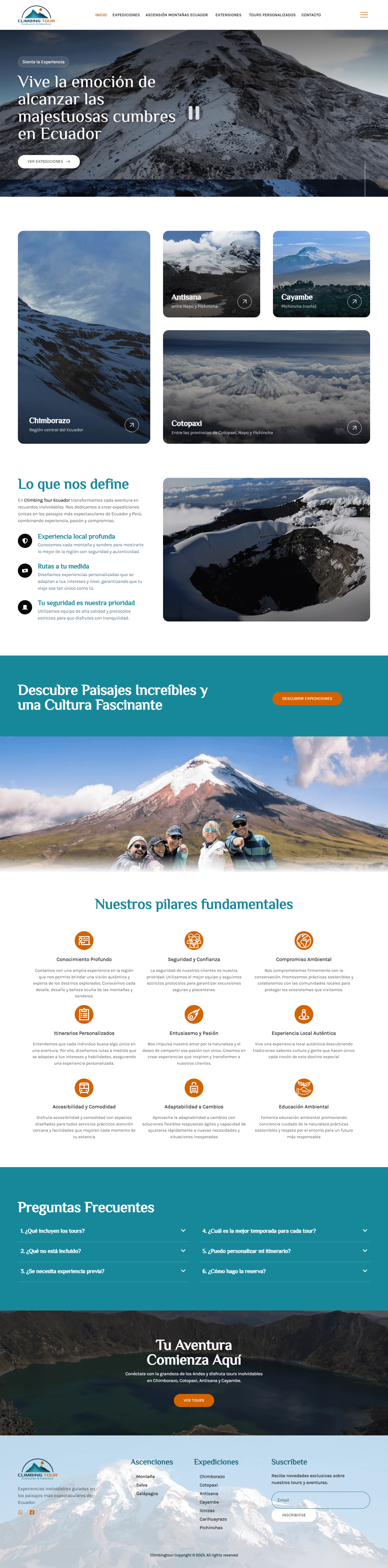 Ejemplo de diseño web: Climbing Tour Ecuador - Grafico Webs