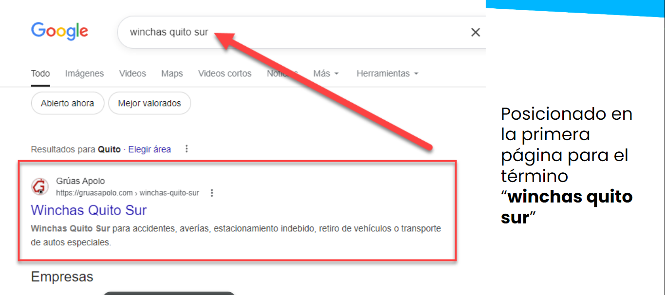Caso de éxito SEO Gruas o Winchas