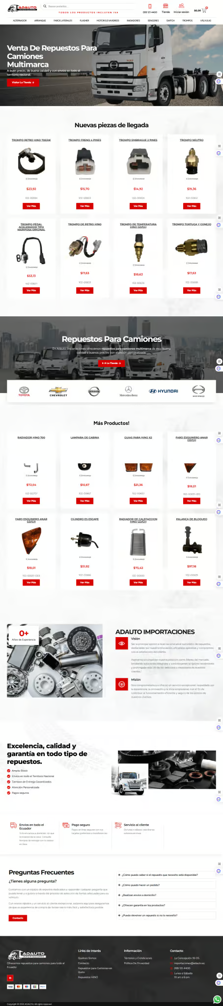 Ejemplo de diseño web: Adauto Importaciones - Grafico Webs