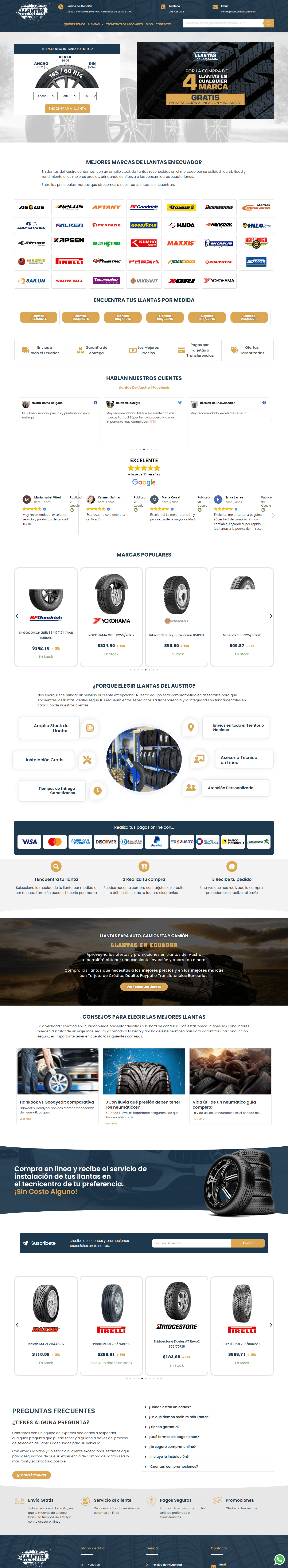 Ejemplo de diseño web: Llantas del Austro - Grafico Webs