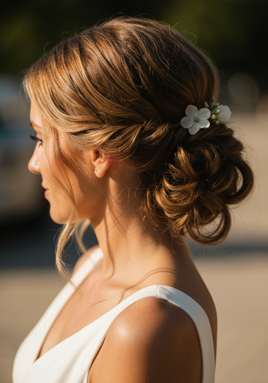 Brautfrisur im Detail