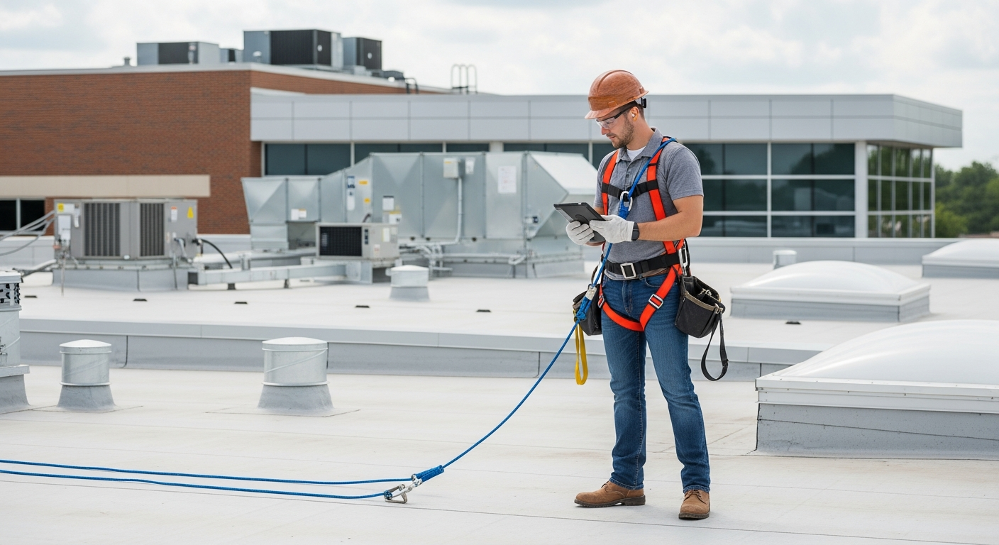 Commercial roof drainage and inspection