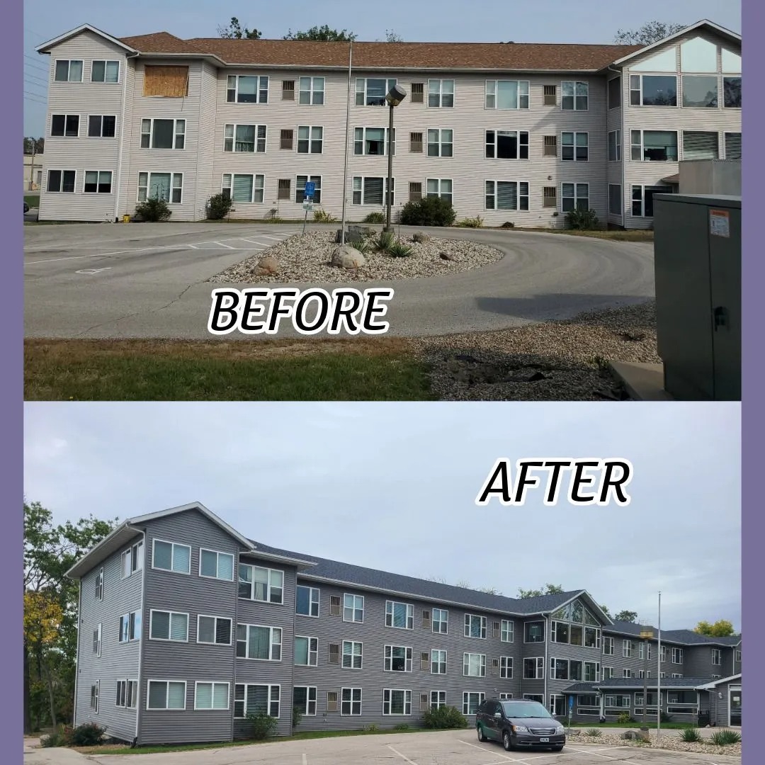 Before and after storm damage restoration