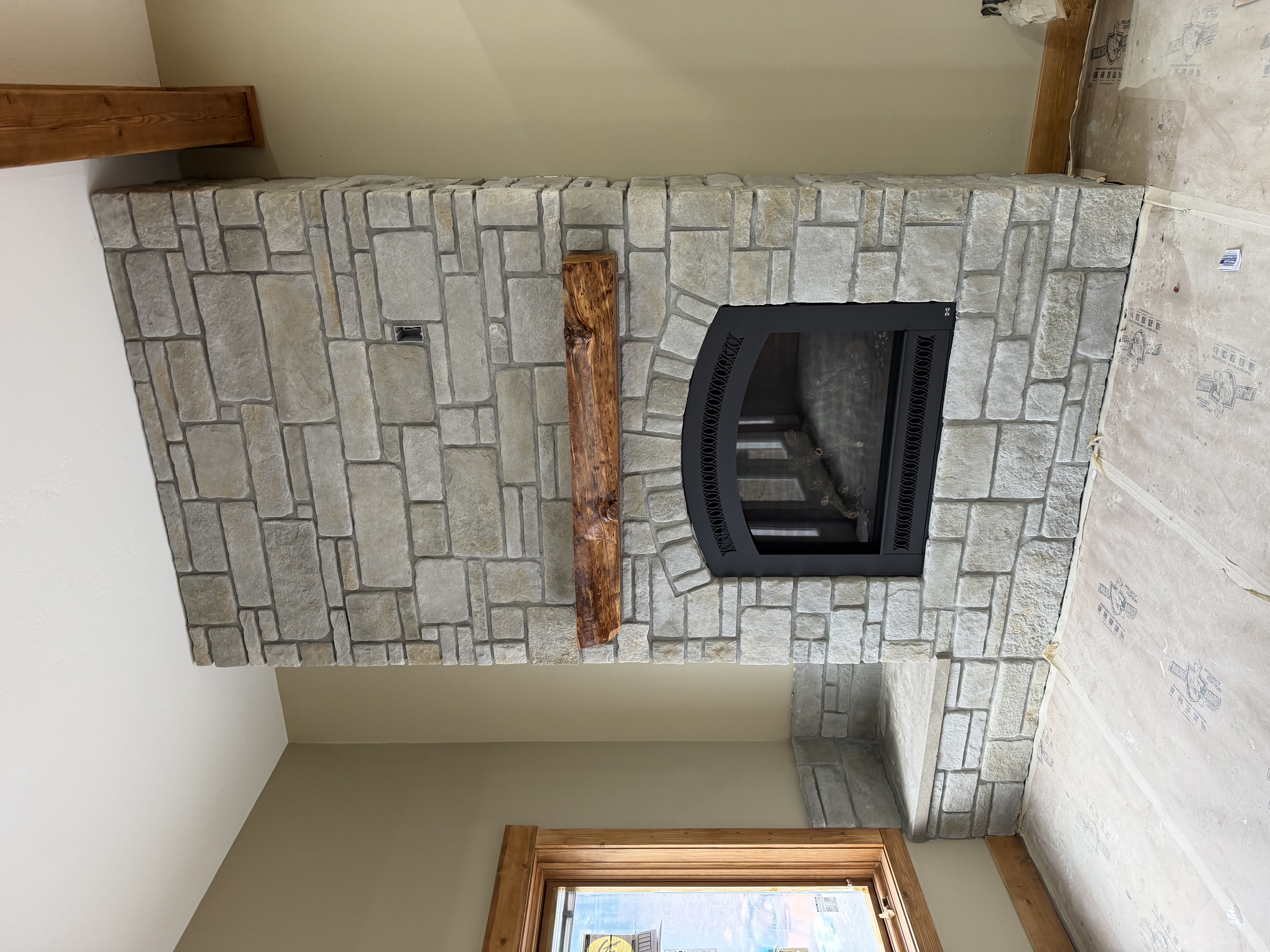 Custom stone fireplace