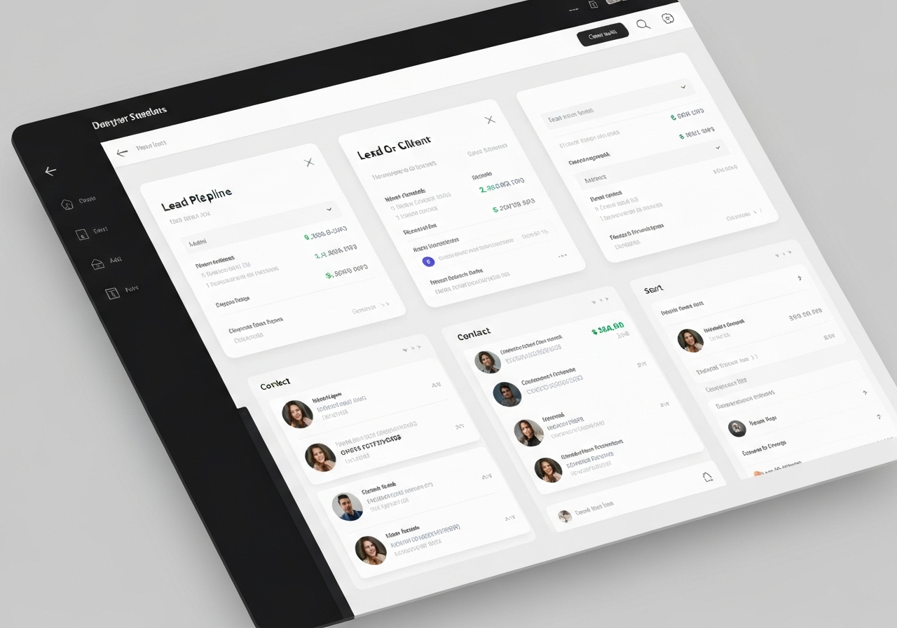 Studio Escrow CRM Dashboard Interface showing sales pipeline and analytics