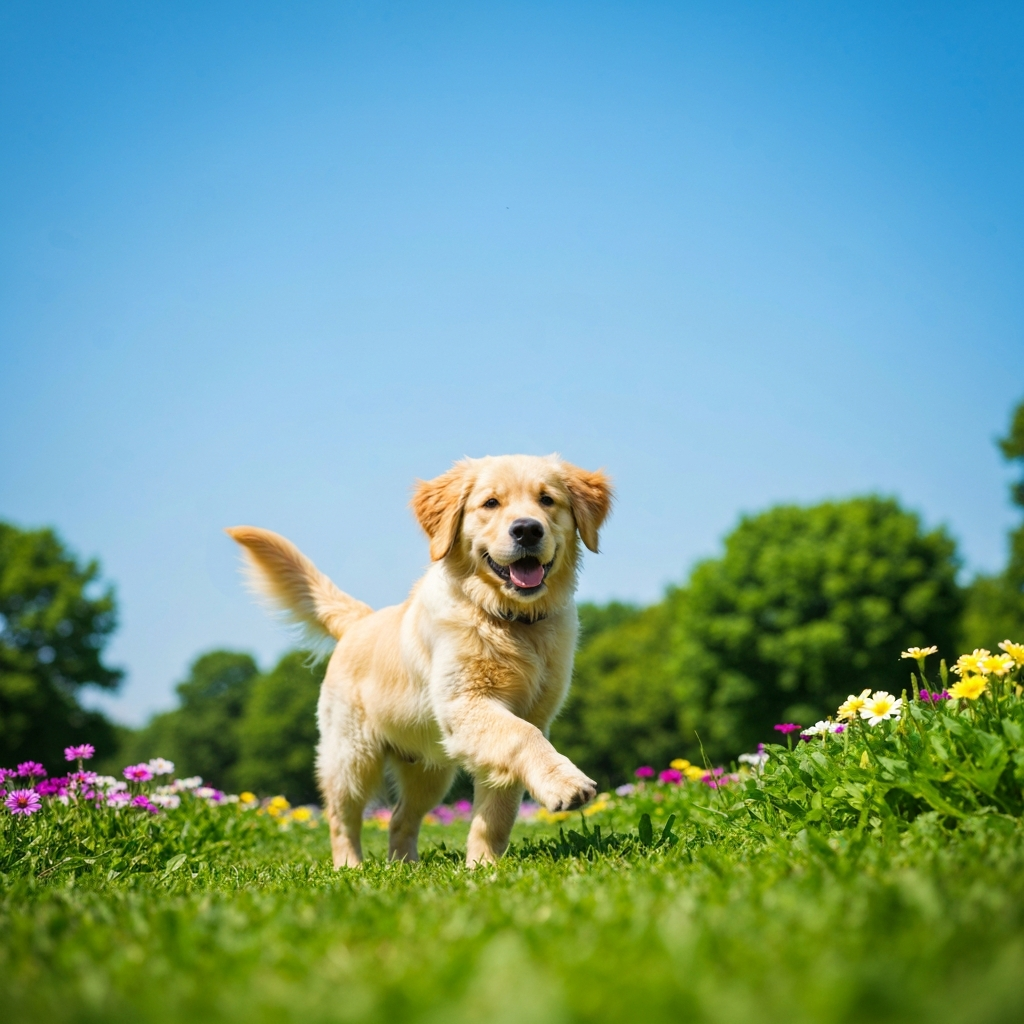 Happy fluffy dog