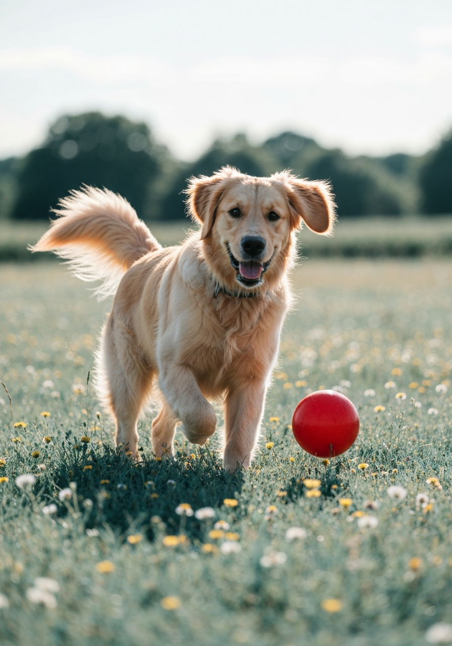 Joyful golden retriever