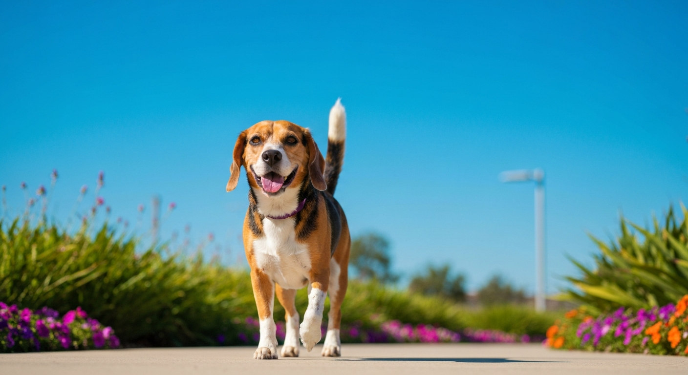 Happy dog walking in Playa Vista