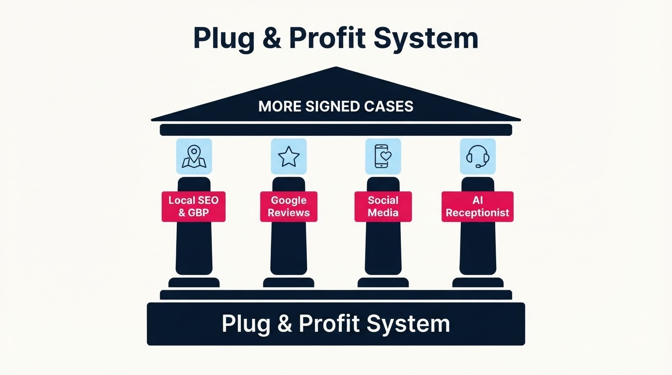 Four pillars of the Plug and Profit system for personal injury law firms — personal injury lawyer marketing