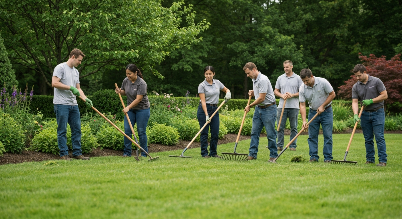 Landscaping contractor professional using marketing automation software to grow their business