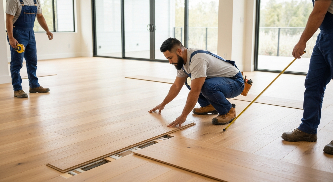 Flooring contractor professional using marketing automation software to grow their business
