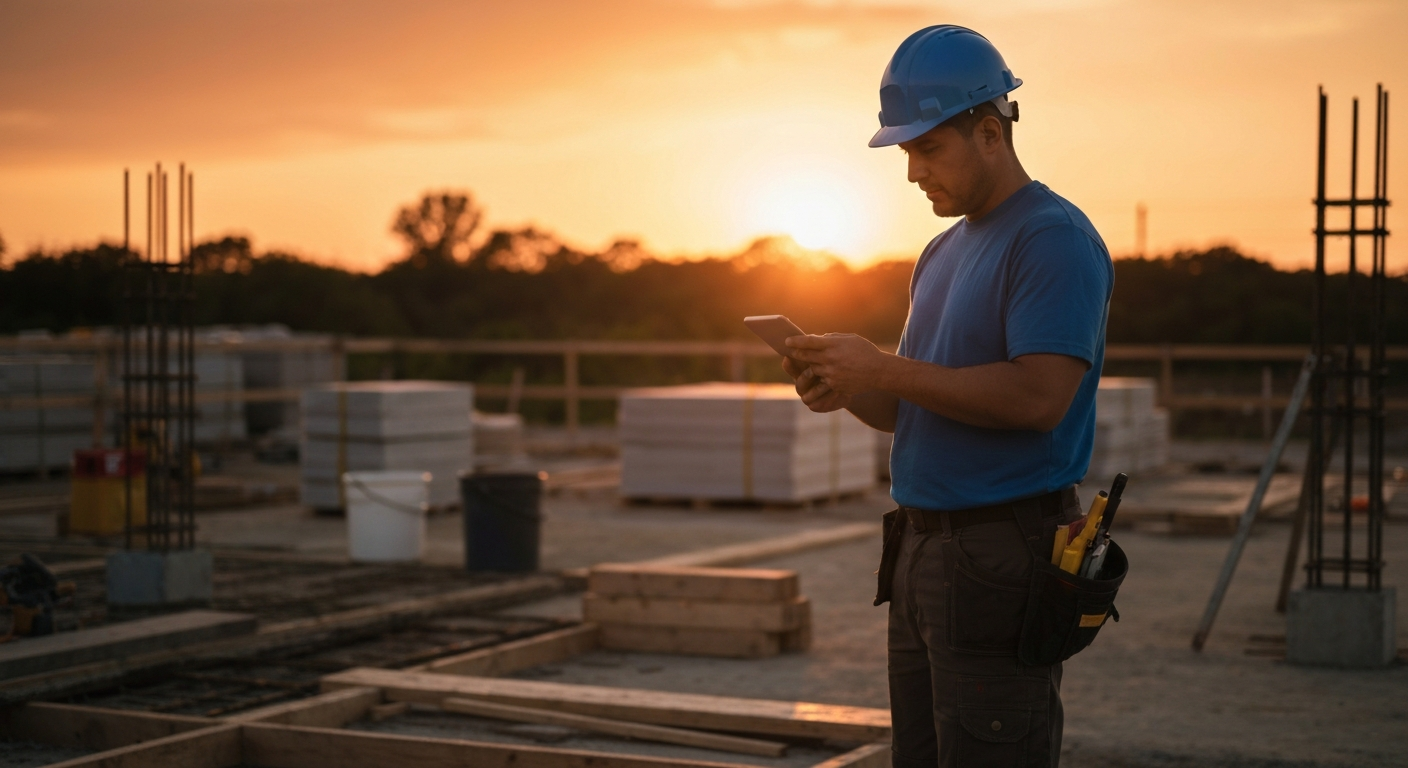 Contractor checking tablet