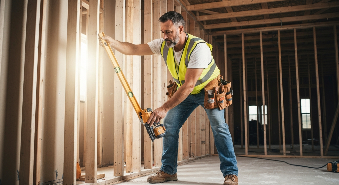 Drywall contractor professional using marketing automation software to grow their business