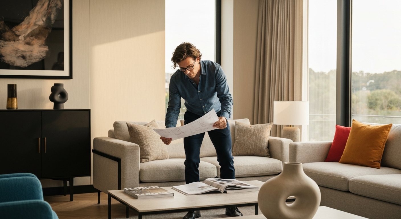 Interior Design contractor professional using marketing automation software to grow their business
