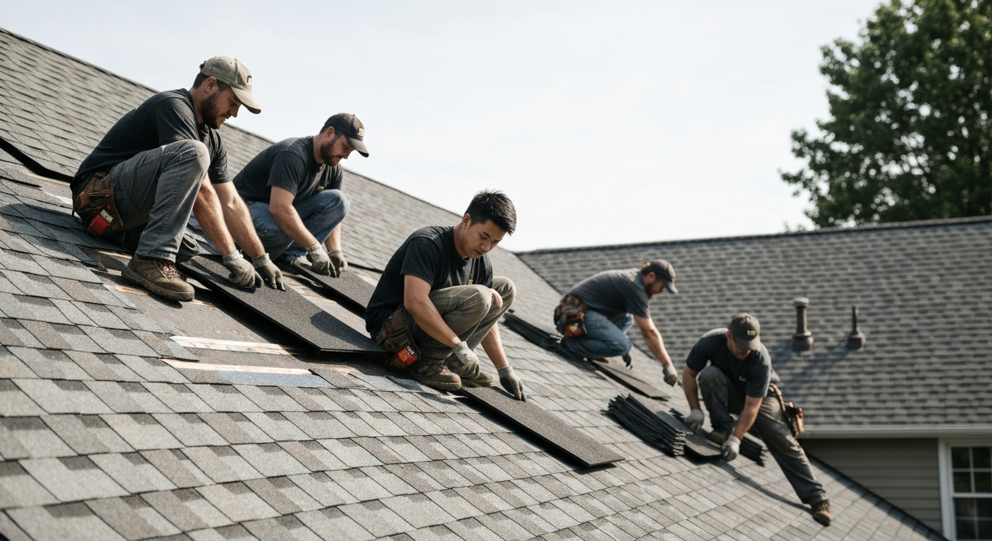 Roofing contractor professional using marketing automation software to grow their business