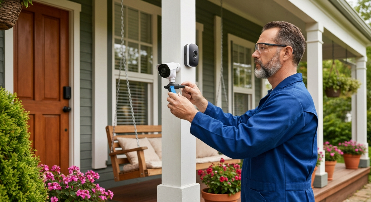 Home Security contractor professional using marketing automation software to grow their business