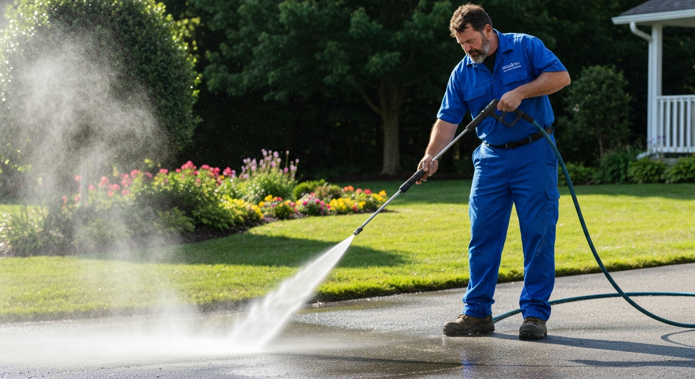 Power Washing contractor professional using marketing automation software to grow their business