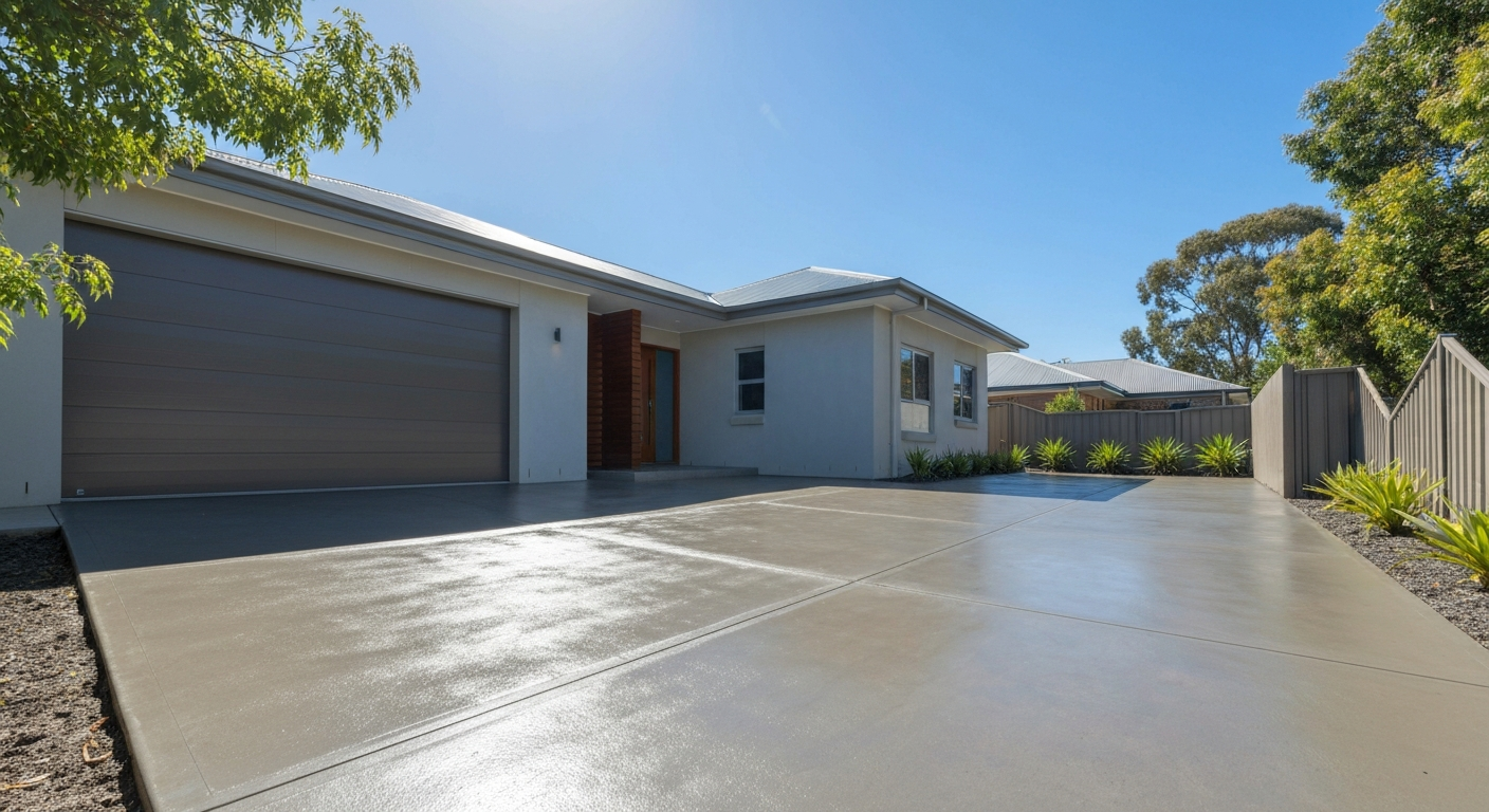 Premium modern residential concrete driveway in Sydney