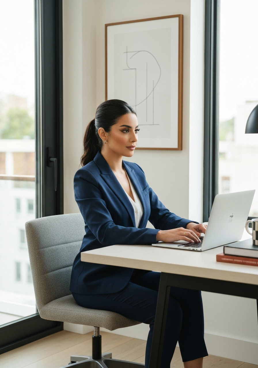 Professional Lebanese female remote worker